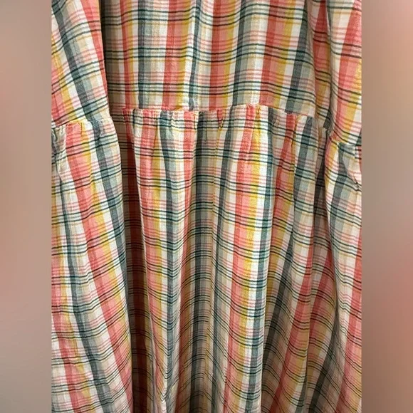 GAP Women’s Multi Color Plaid Cottagecore Prairiecore Feminine Maxi Sundress - Picture 4 of 13